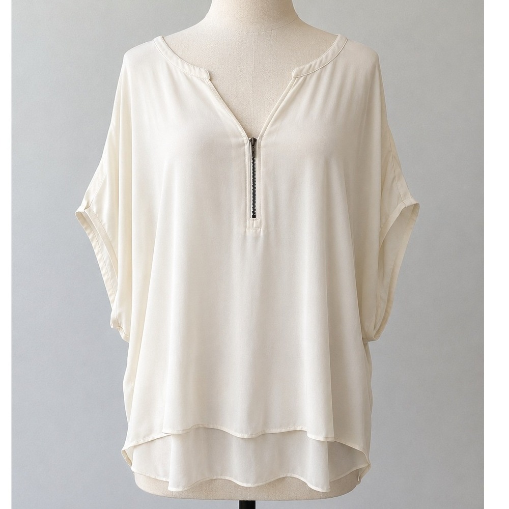 Maurices Womens Blouse Cream Zip Front Oversized Dolman Sleeve 4X